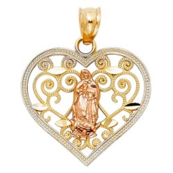 14K Yellow Gold Guadalupe Religious Pendant